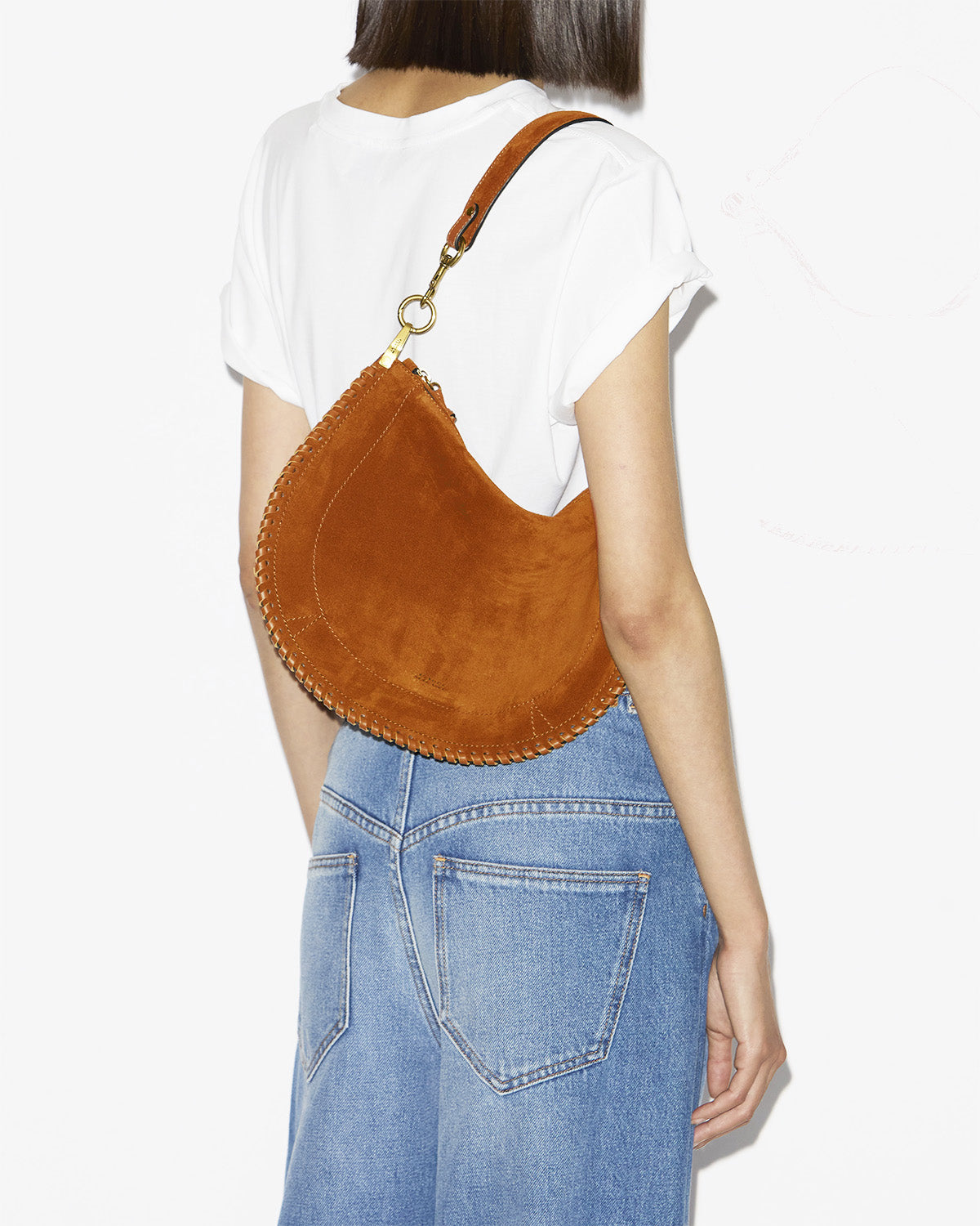 Oskan Soft Zip Bag in Suede Leather